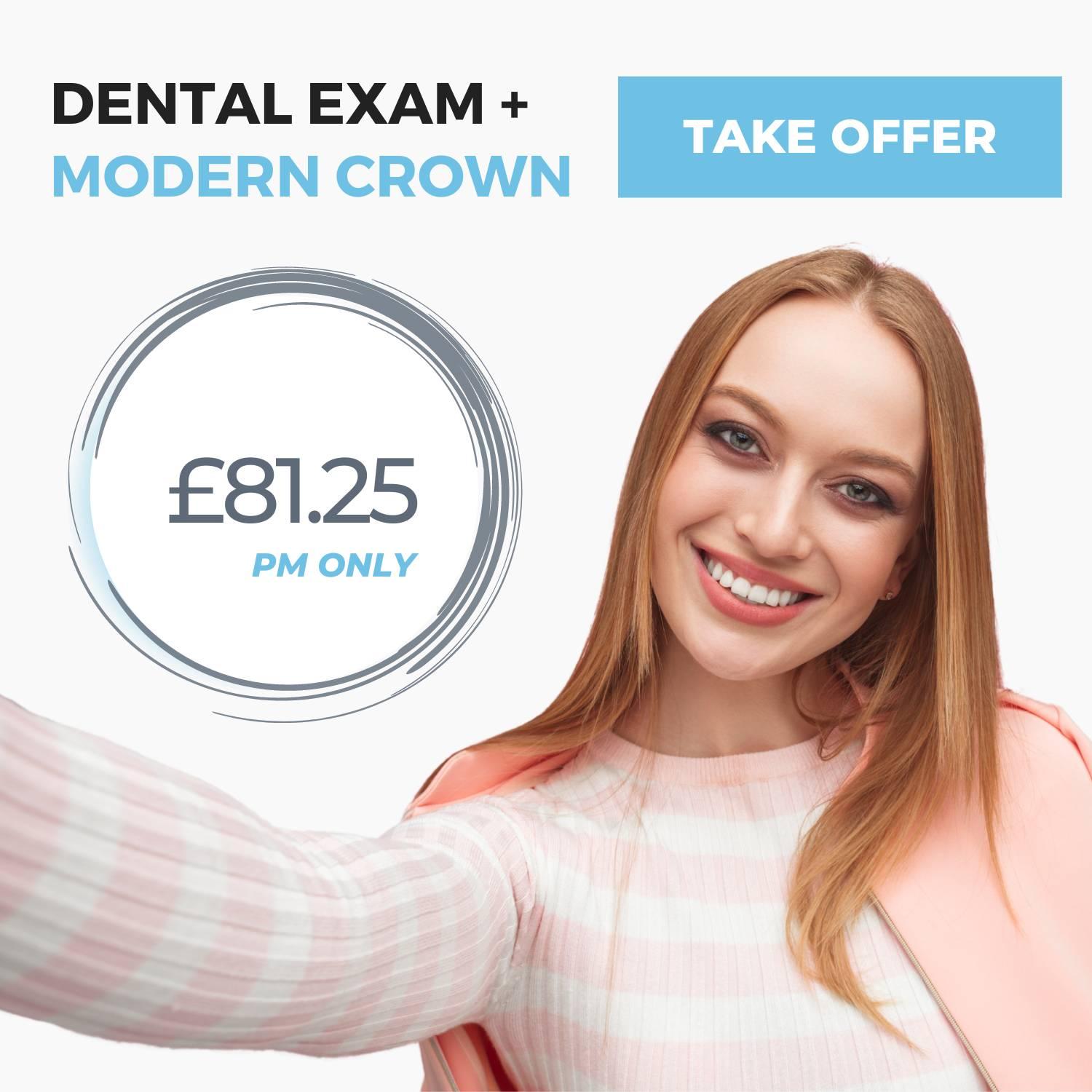 dental exam + crown offer image